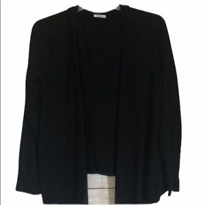 Open Front Black Hooded Cardigan